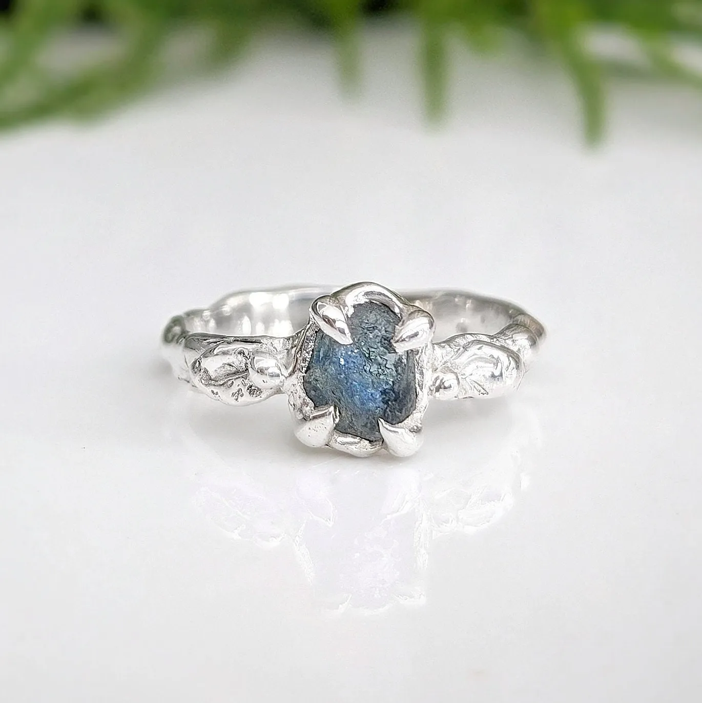 Raw Montana Sapphire Silver ring