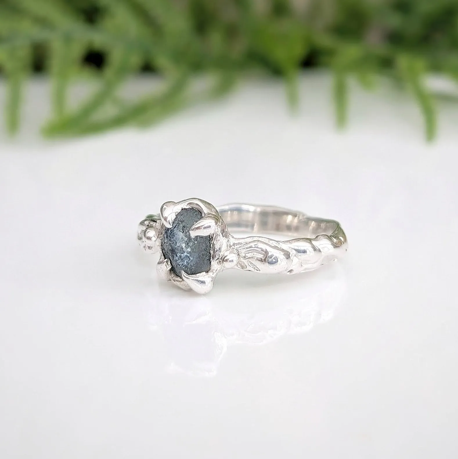 Raw Montana Sapphire Silver ring