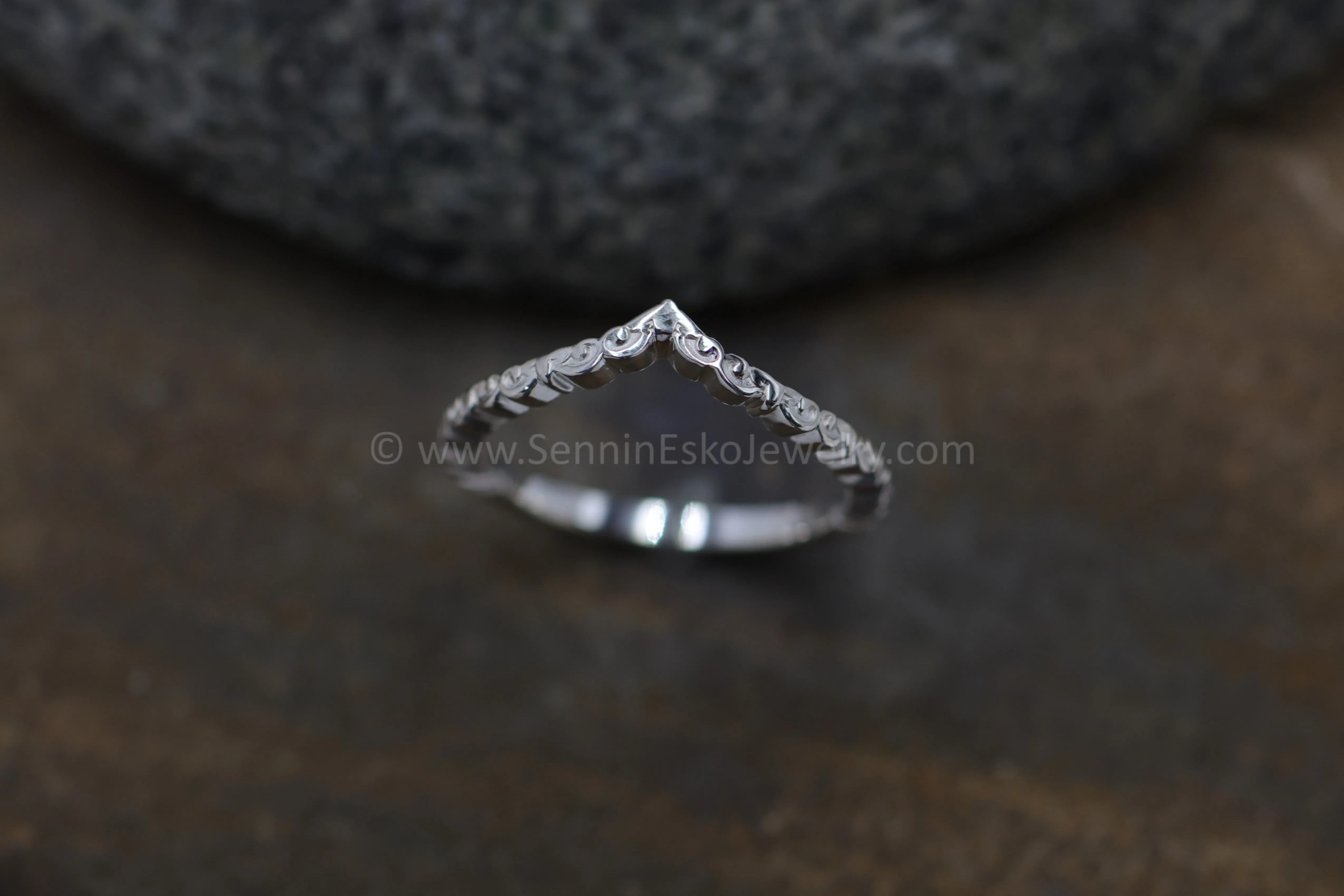 READY TO SHIP Cloud Inspired Chevron/Contour Ring, Size 7.25