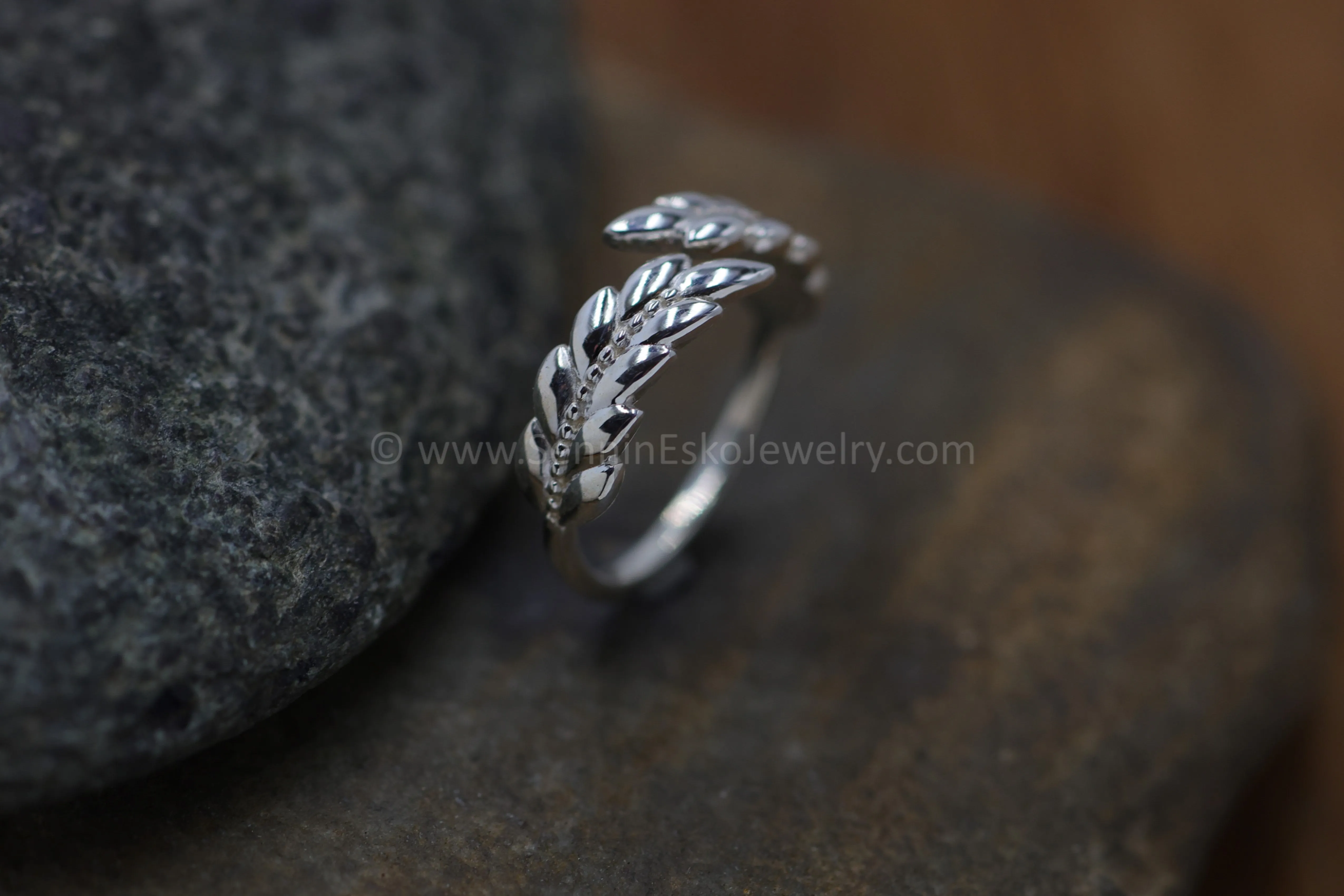 READY TO SHIP Silver Leaf Ring, Adjustable Size, Size 6.5