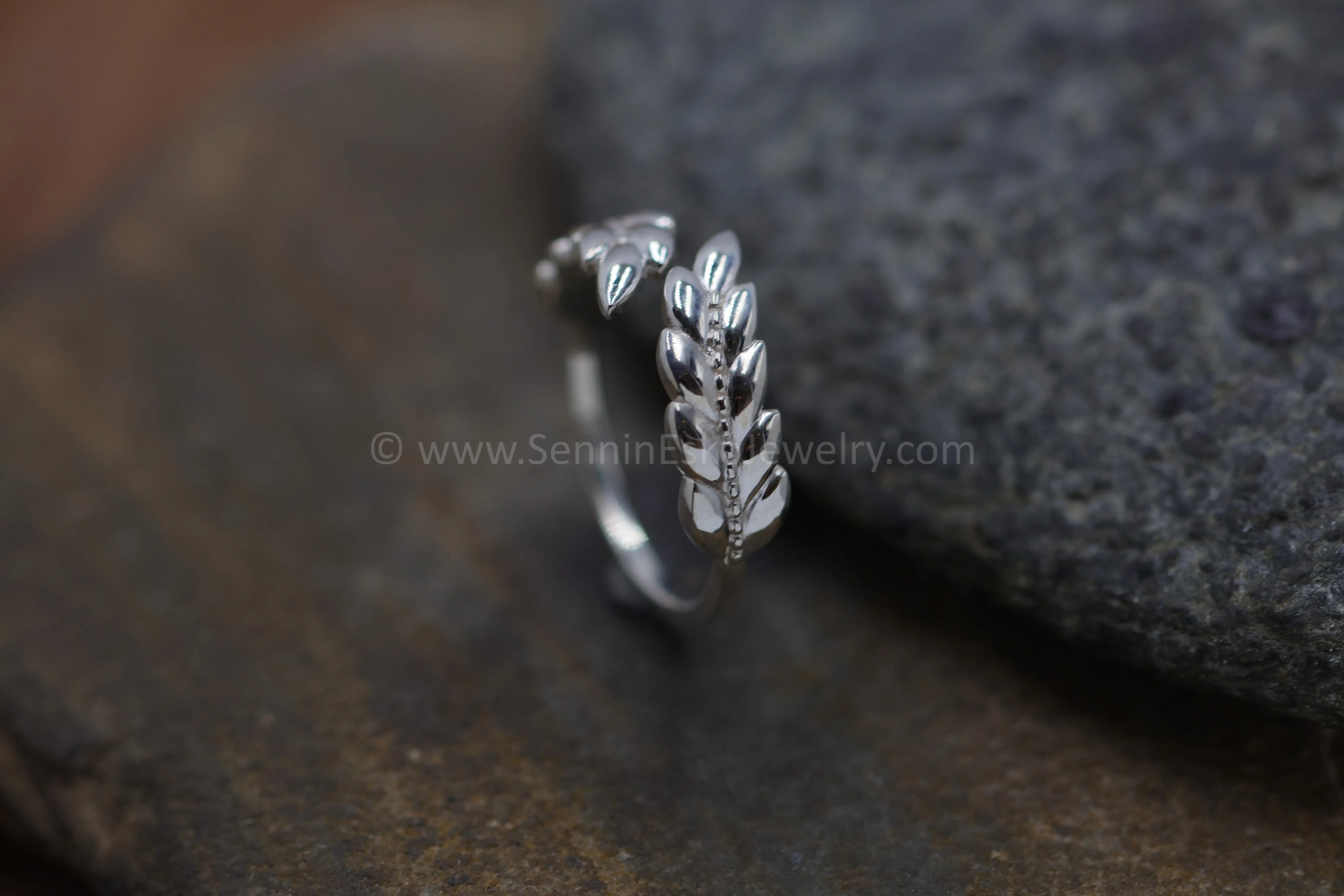 READY TO SHIP Silver Leaf Ring, Adjustable Size, Size 6.5