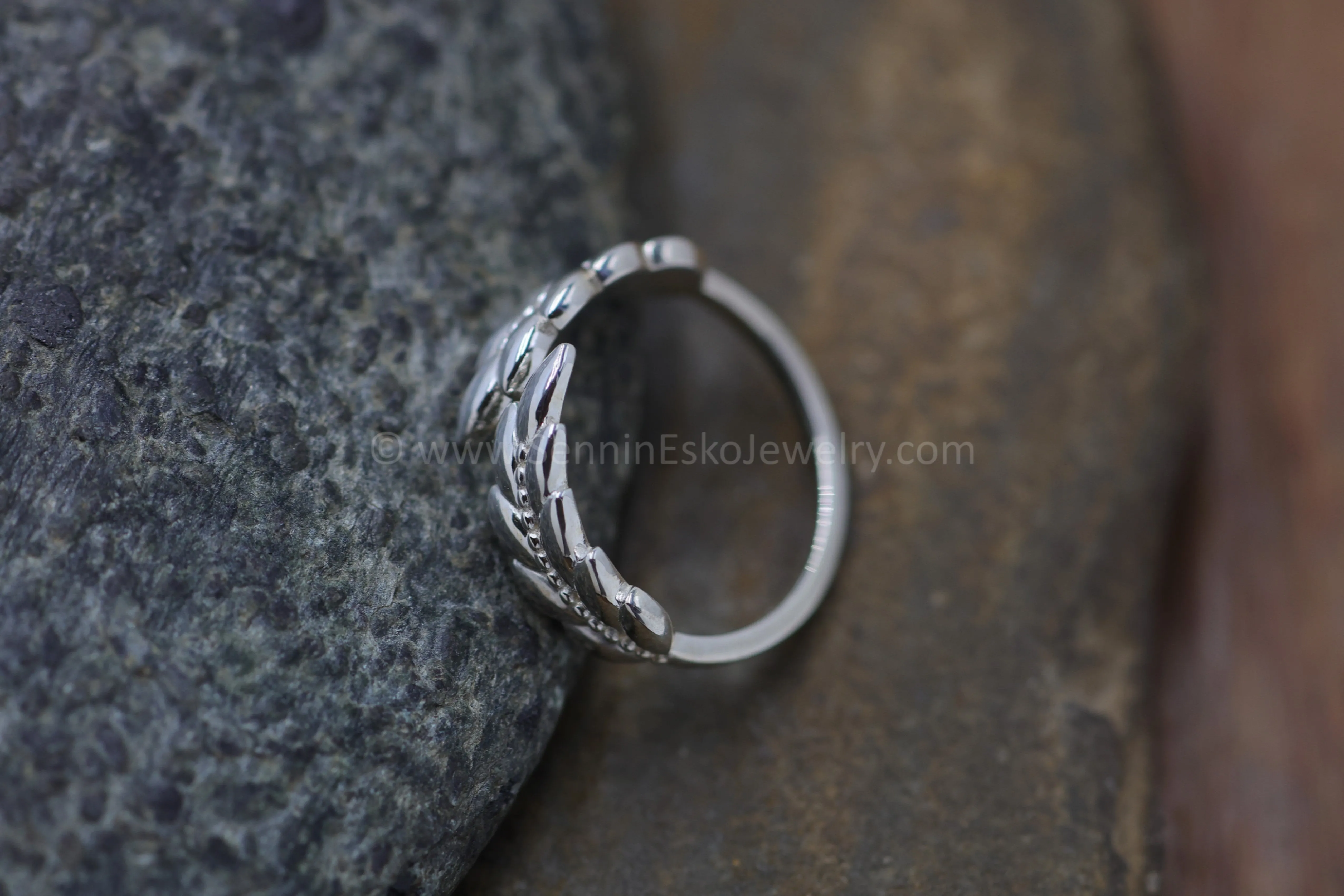 READY TO SHIP Silver Leaf Ring, Adjustable Size, Size 6.5