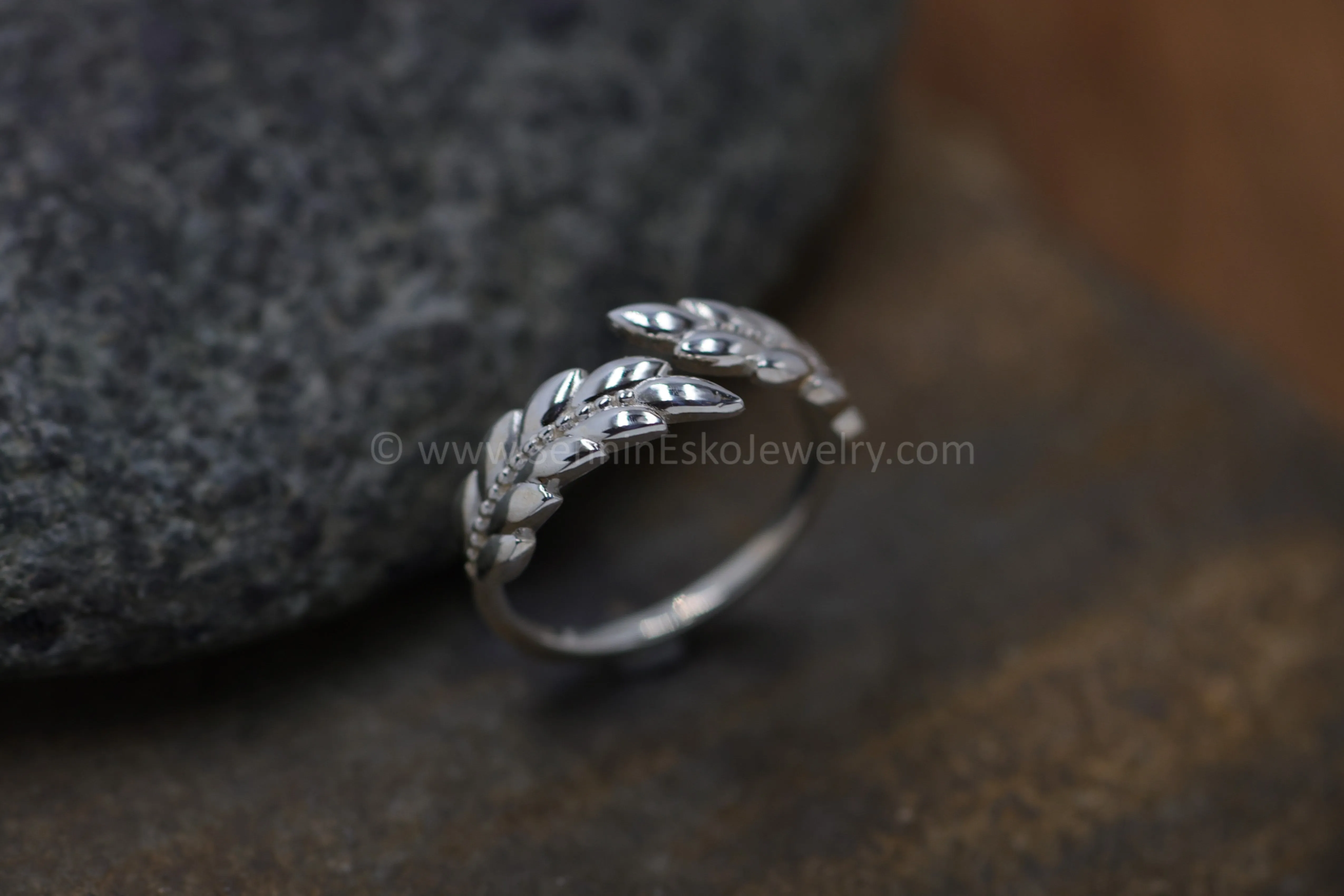 READY TO SHIP Silver Leaf Ring, Adjustable Size, Size 6.5