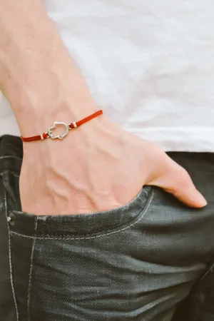 Red Kabbalah Hamsa bracelet for men, red string, evil eye protection