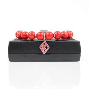 Red Kappa Floating Diamond Bead Bracelet