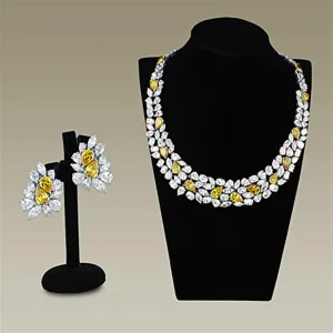 Rhodium Brass Jewelry Sets with AAA Grade CZ in Topaz Style LO3293