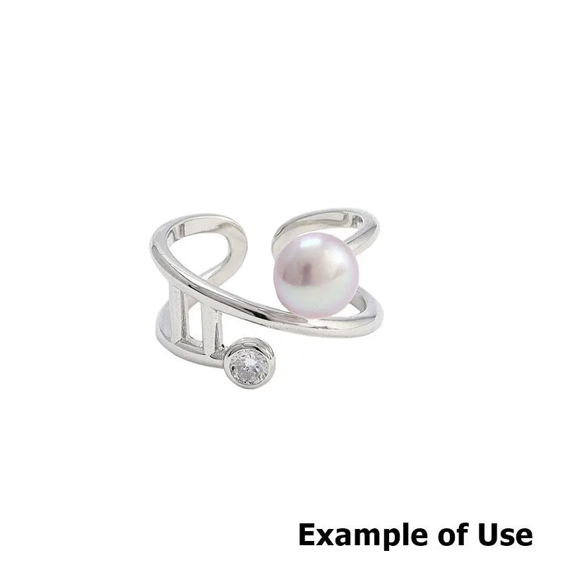 Ring Blank Pearl Setting 7.5mm 925 Solid Sterling Silver Bezel Flower Cup Adjustable For One Bead DIY Jewelry Finding Wholesale 1pc