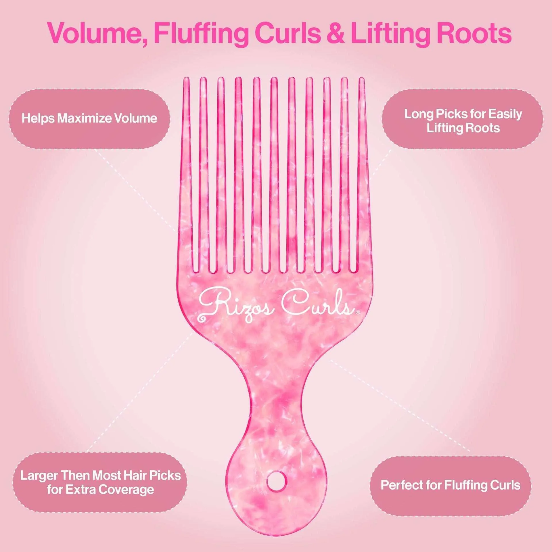 Rizos Curl Pink Hair pick comb