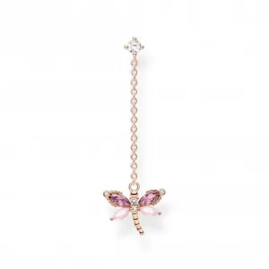 Rose Gold Plated Zirconia Dragonfly Single Earring H2187-321-7