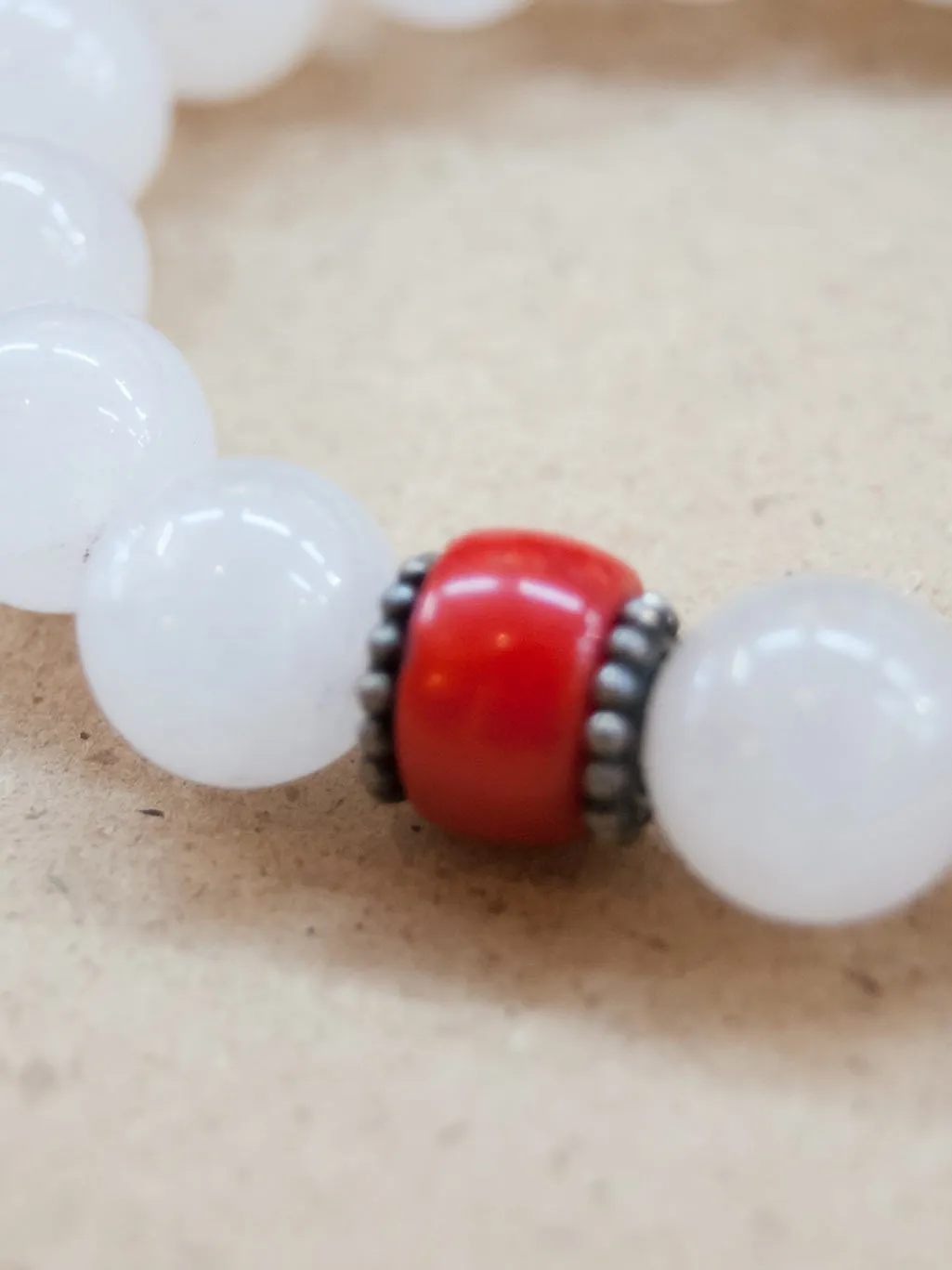 Rose Quartz and Coral Mala bracelet