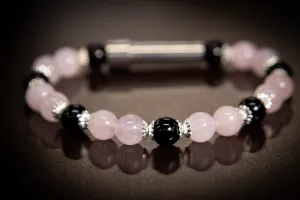 Rose Quartz and Onyx Healing Bracelet for Hair Fur or Ash