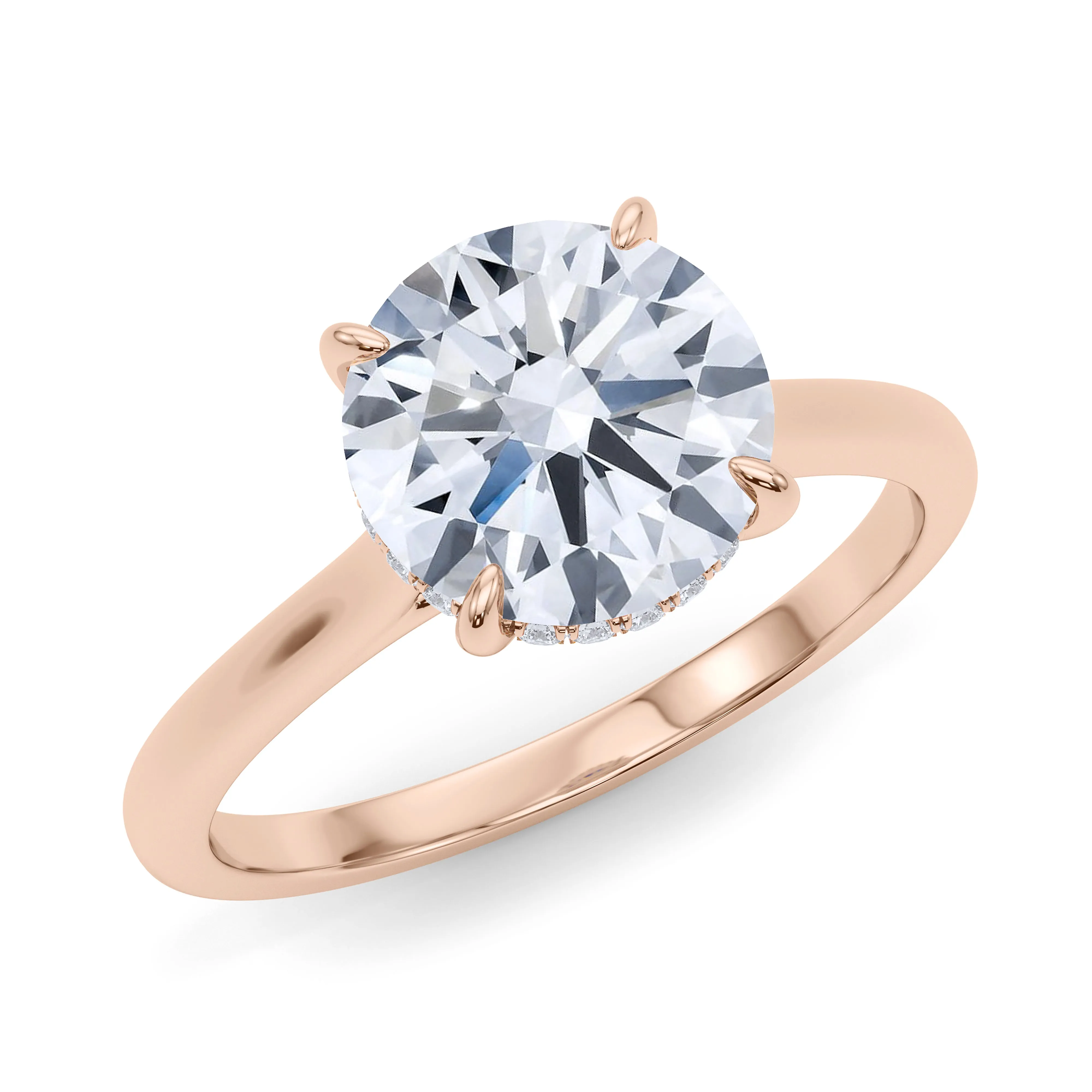 Round Cut Hidden Halo Diamond Ring