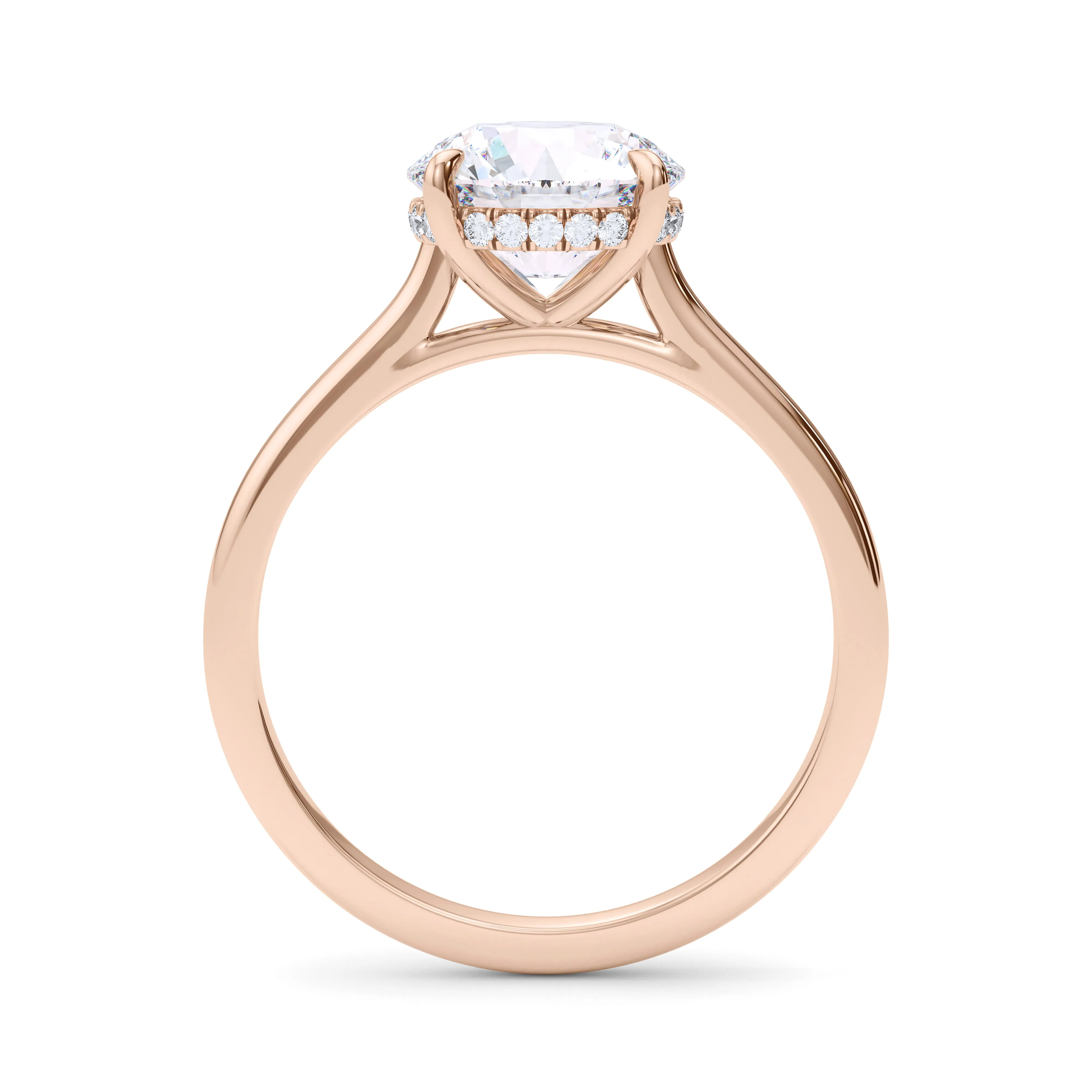 Round Cut Hidden Halo Diamond Ring