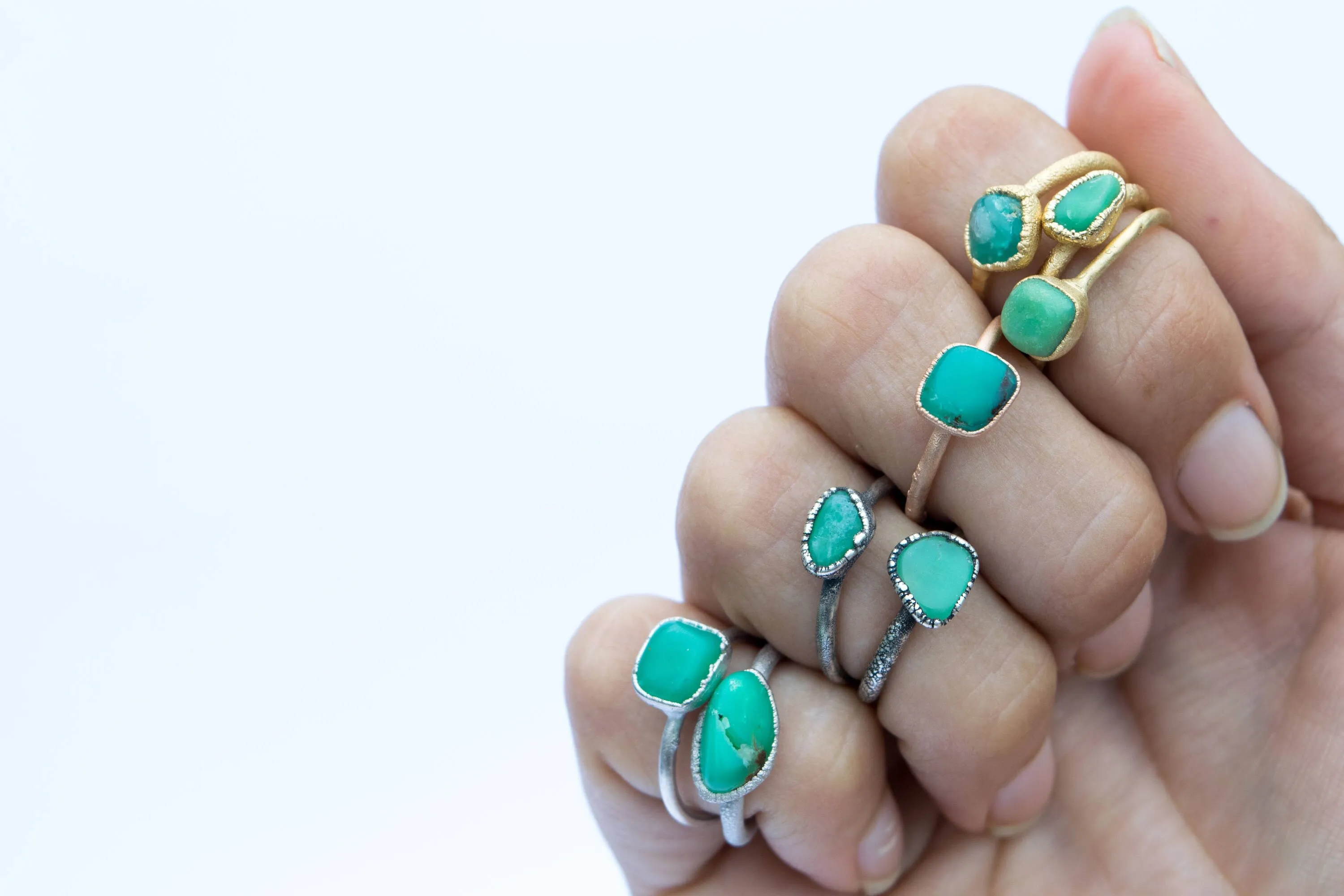 SALE Tumbled chrysoprase ring | Chrysoprase crystal ring