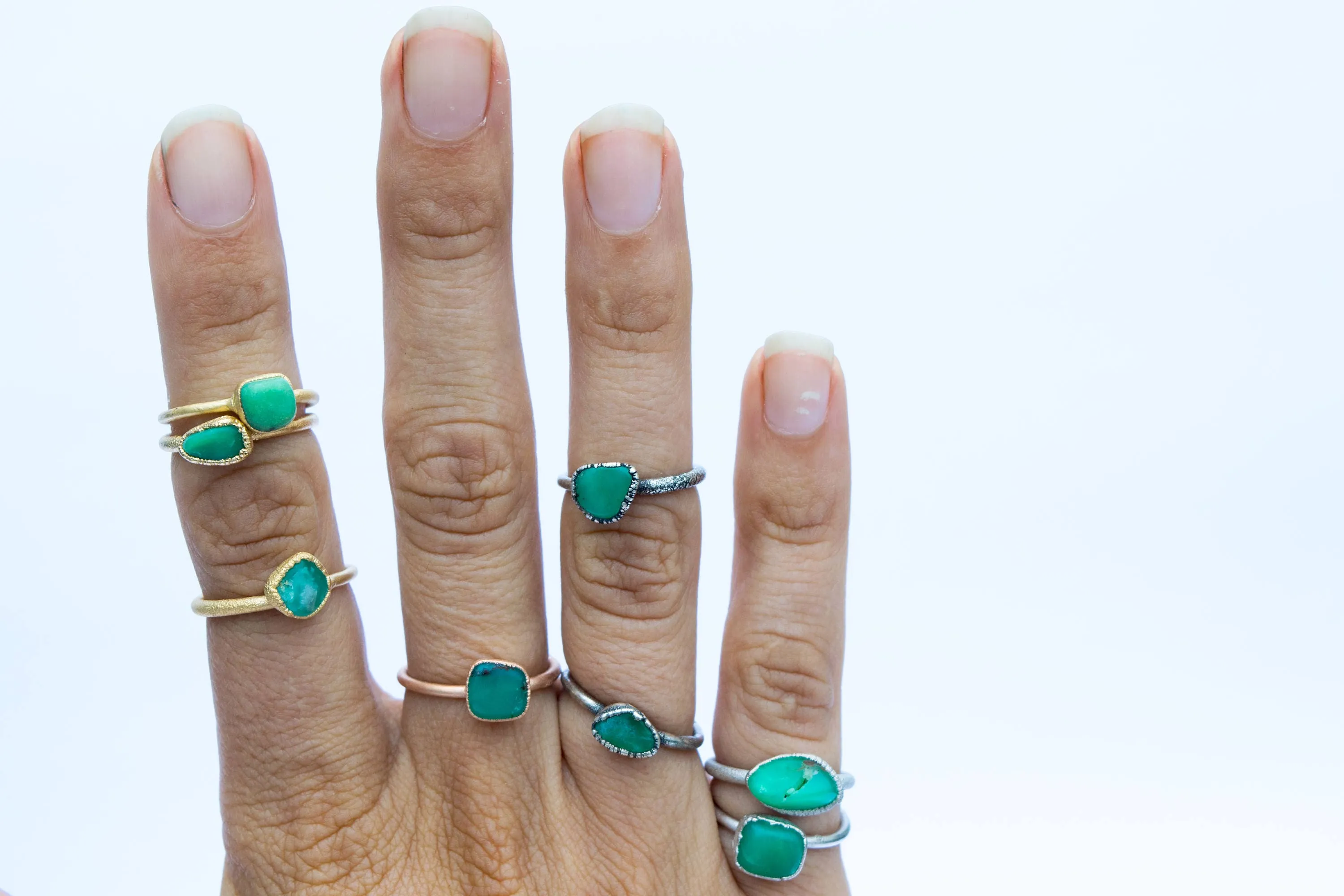 SALE Tumbled chrysoprase ring | Chrysoprase crystal ring