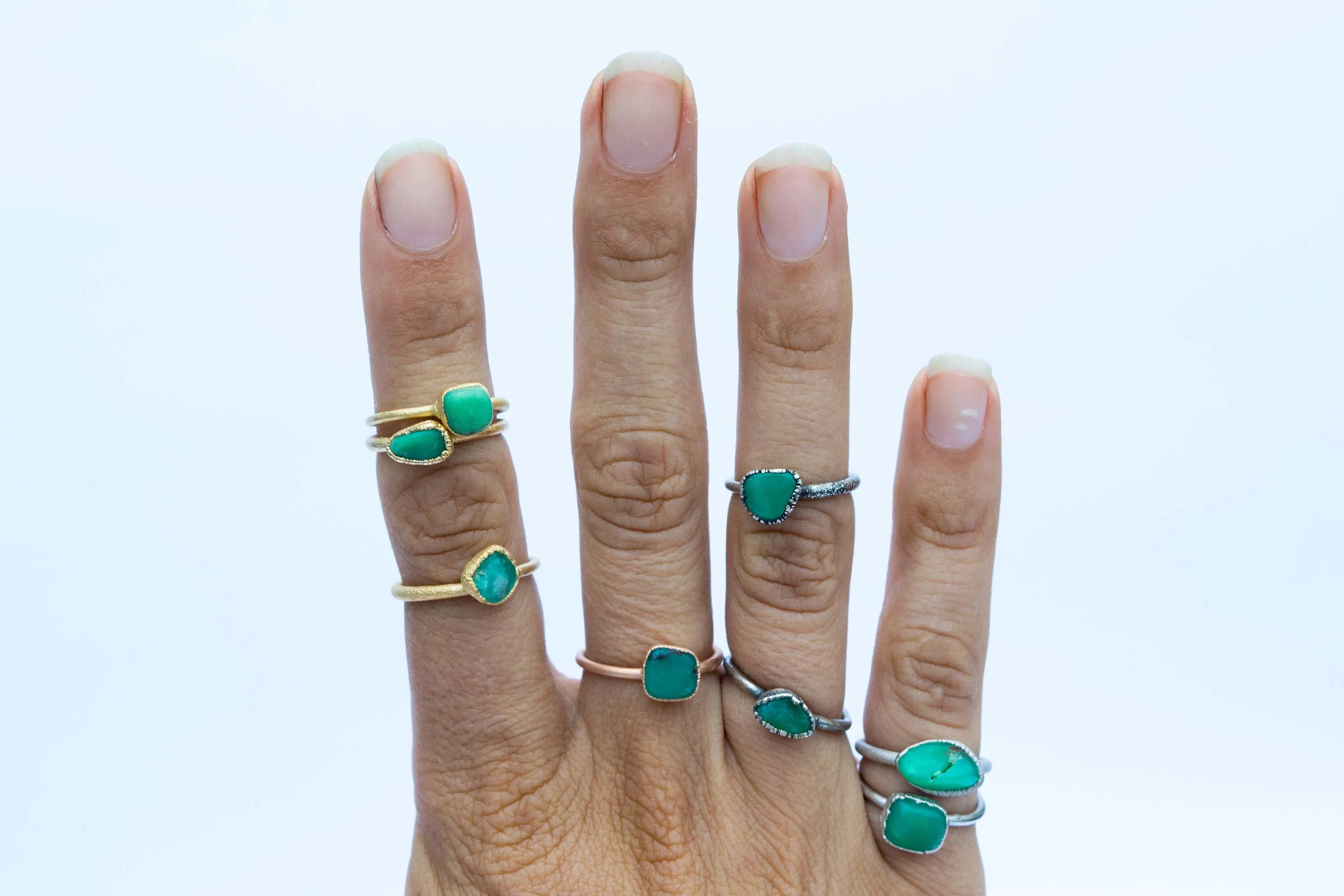 SALE Tumbled chrysoprase ring | Chrysoprase crystal ring