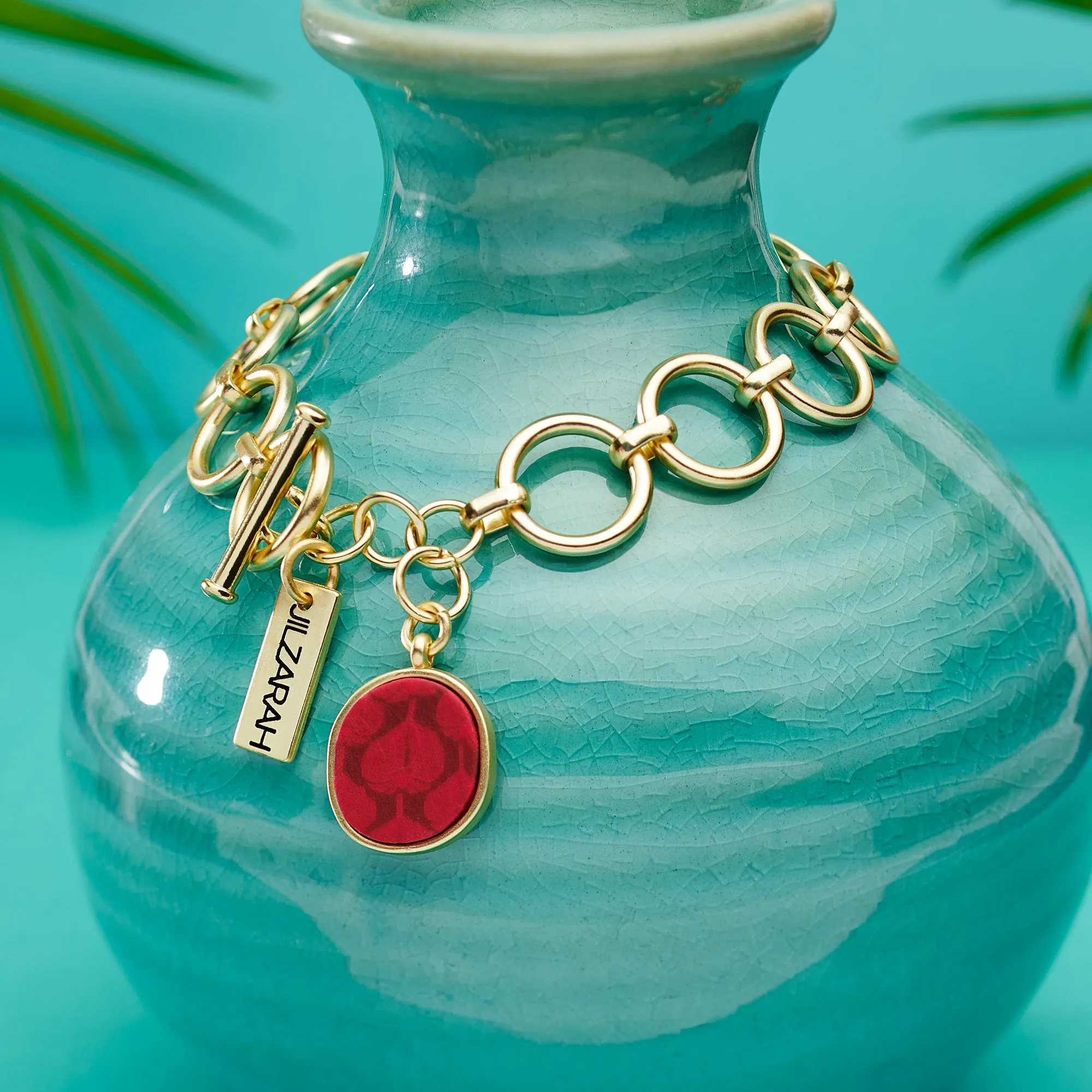 Savannah Red Link Charm Bracelet