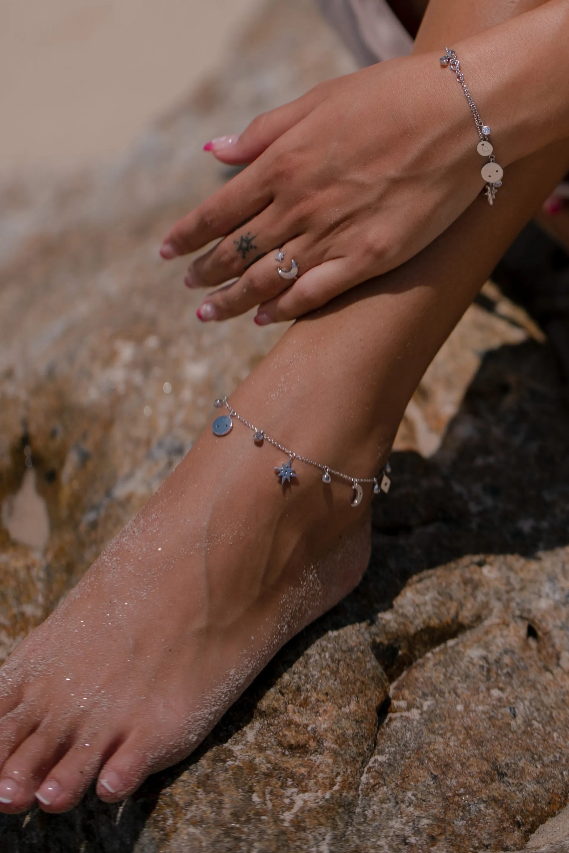 Selene Dangle Anklet - Whitegold