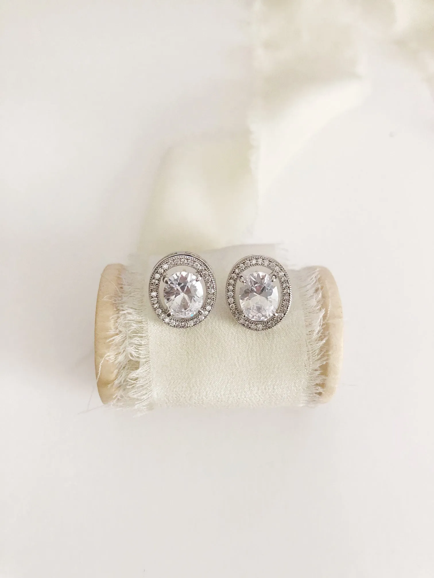 Selma Oval Diamond Stud Earrings