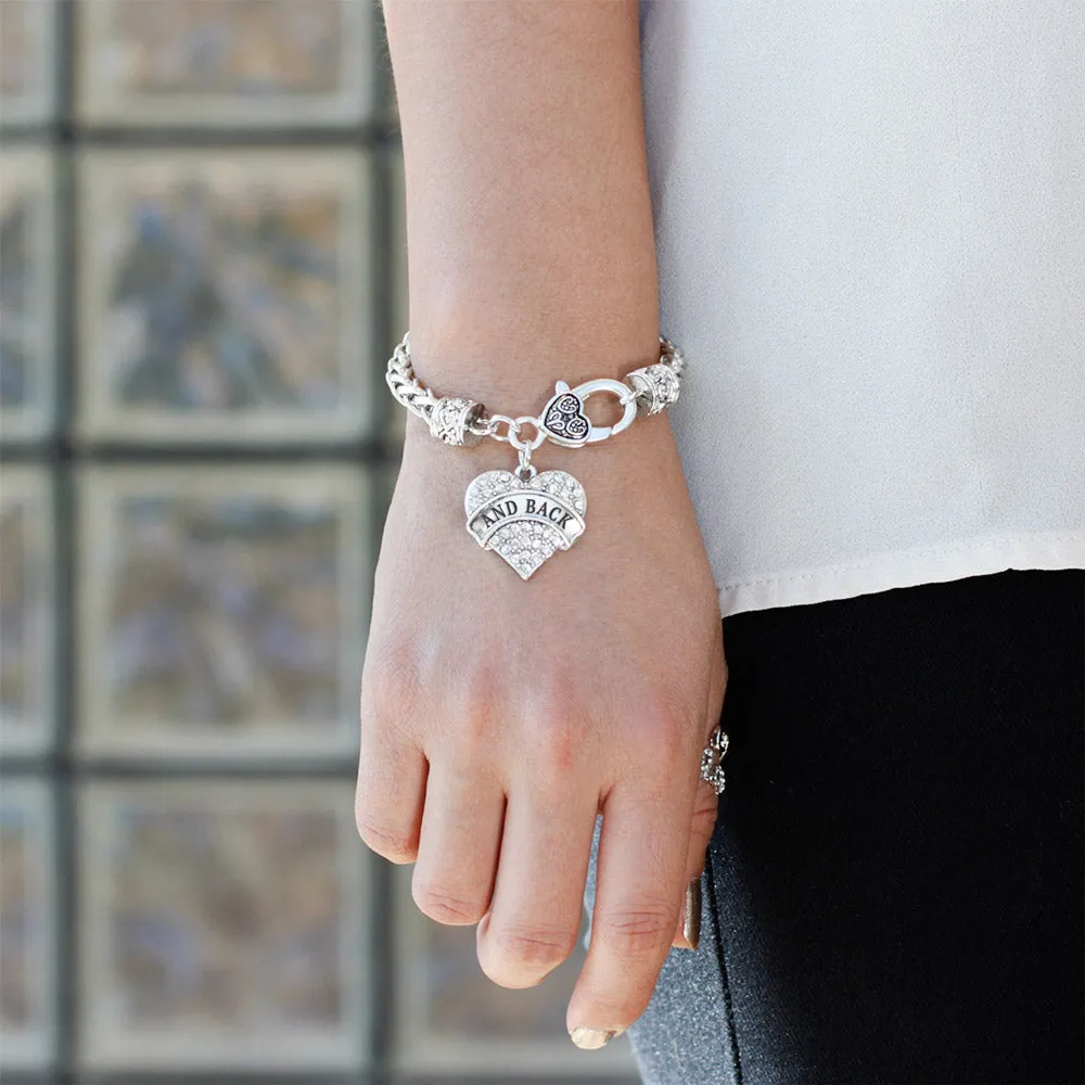 Silver And Back Pave Heart Charm Braided Bracelet