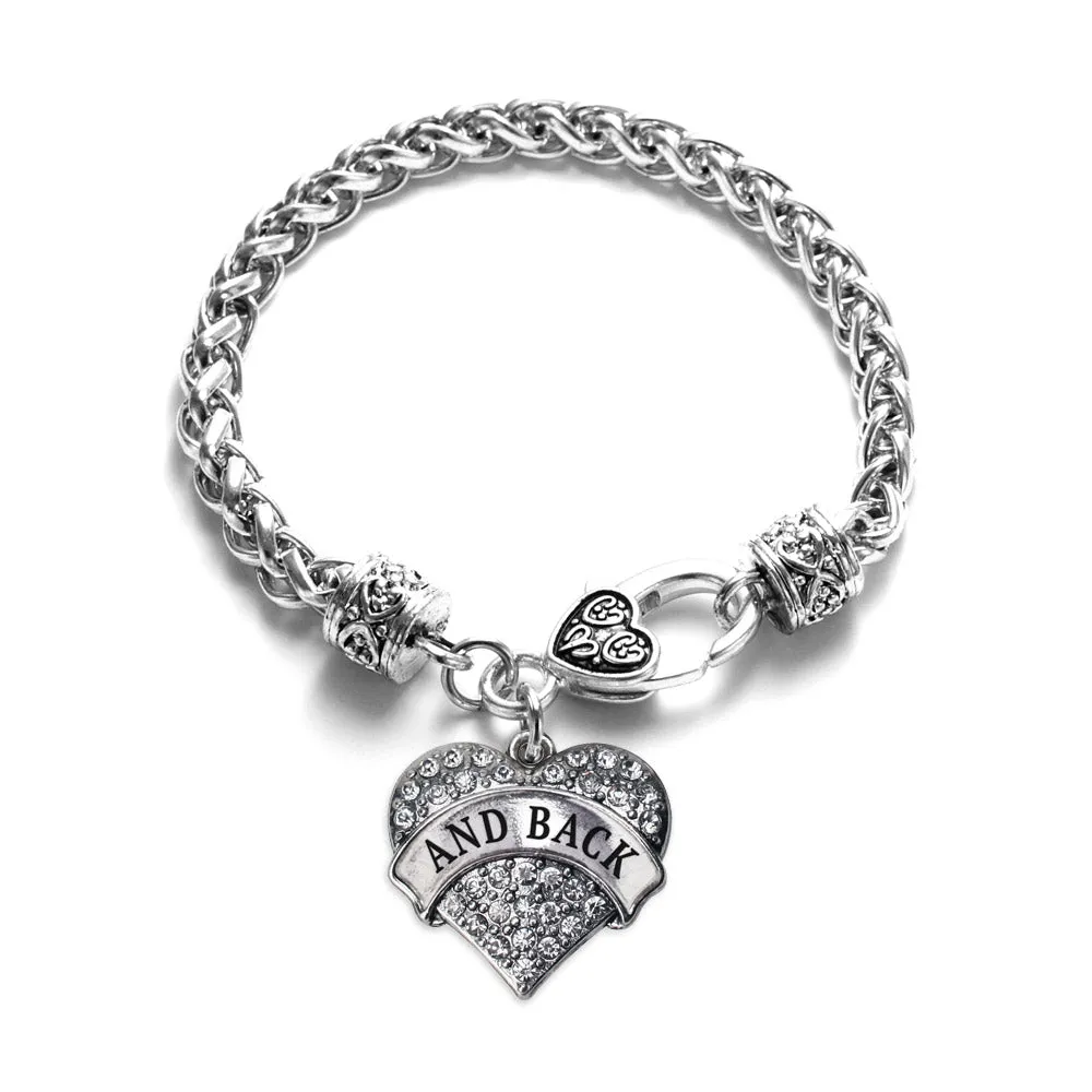 Silver And Back Pave Heart Charm Braided Bracelet