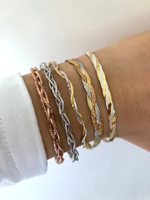 Silver Braided Bangles