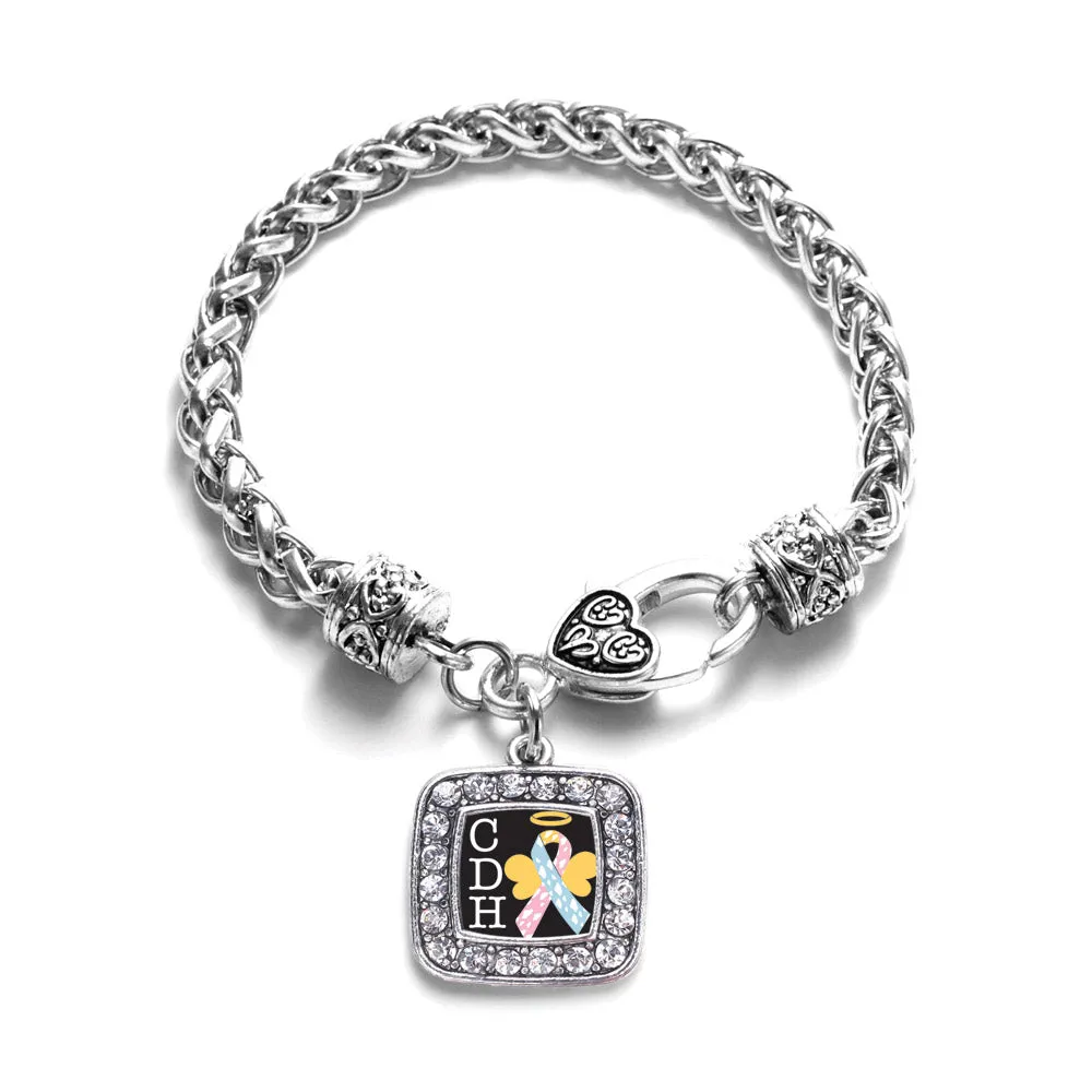 Silver CDH Awareness Square Charm Braided Bracelet