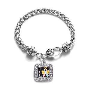 Silver CDH Awareness Square Charm Braided Bracelet