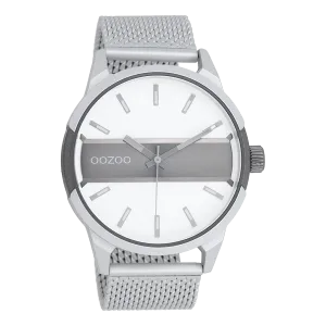 Silver coloured/titanium OOZOO watch with silver coloured metal mesh bracelet - C11105