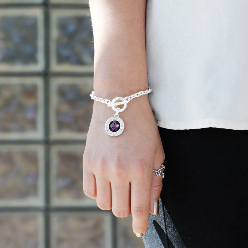 Silver Cystic Fibrosis Circle Charm Toggle Bracelet