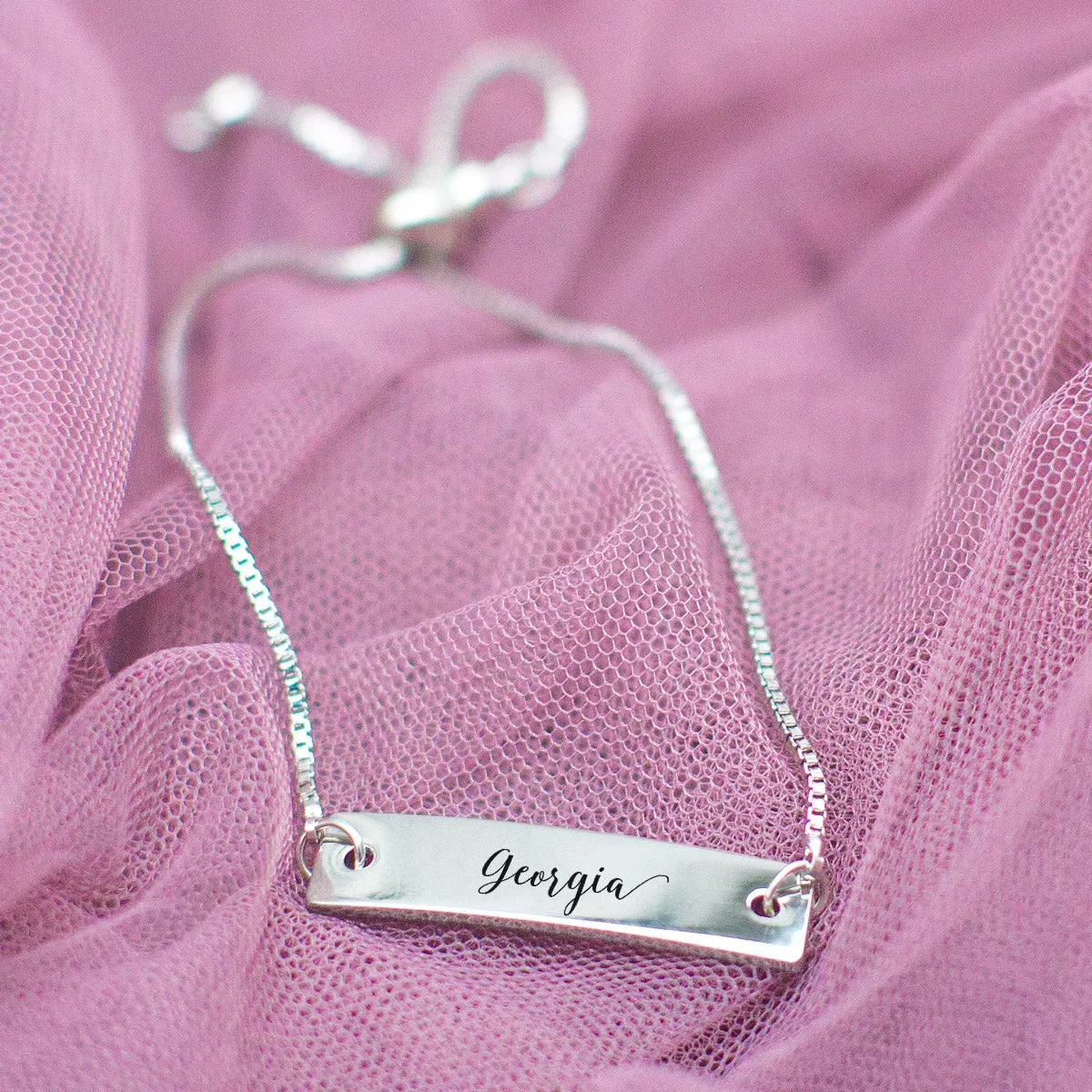 Silver Georgia Adjustable Bar Bracelet