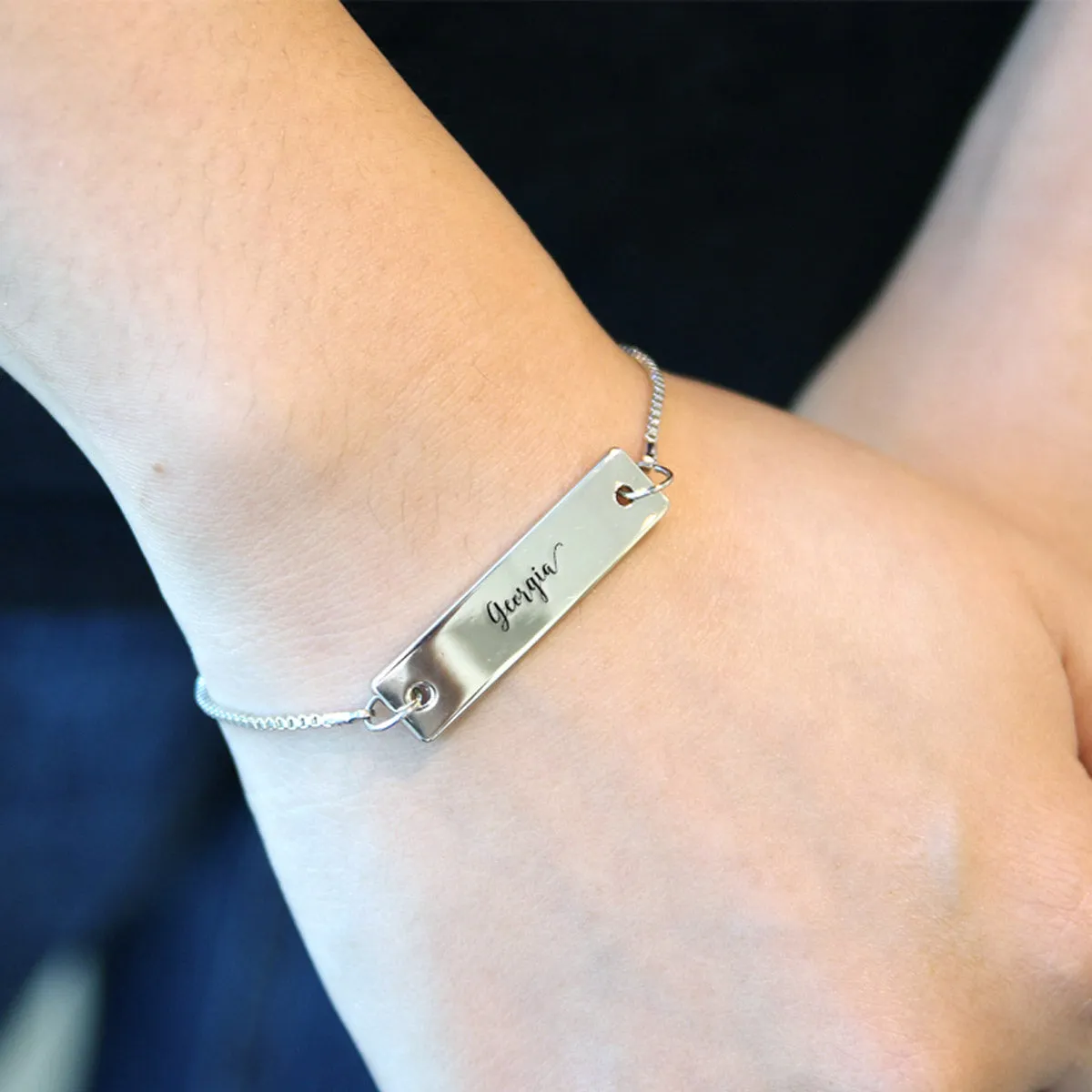 Silver Georgia Adjustable Bar Bracelet