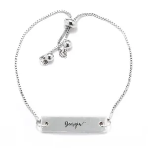 Silver Georgia Adjustable Bar Bracelet