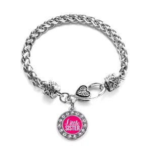 Silver Little Sister Circle Charm Braided Bracelet