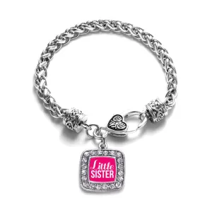 Silver Little Sister Square Charm Braided Bracelet