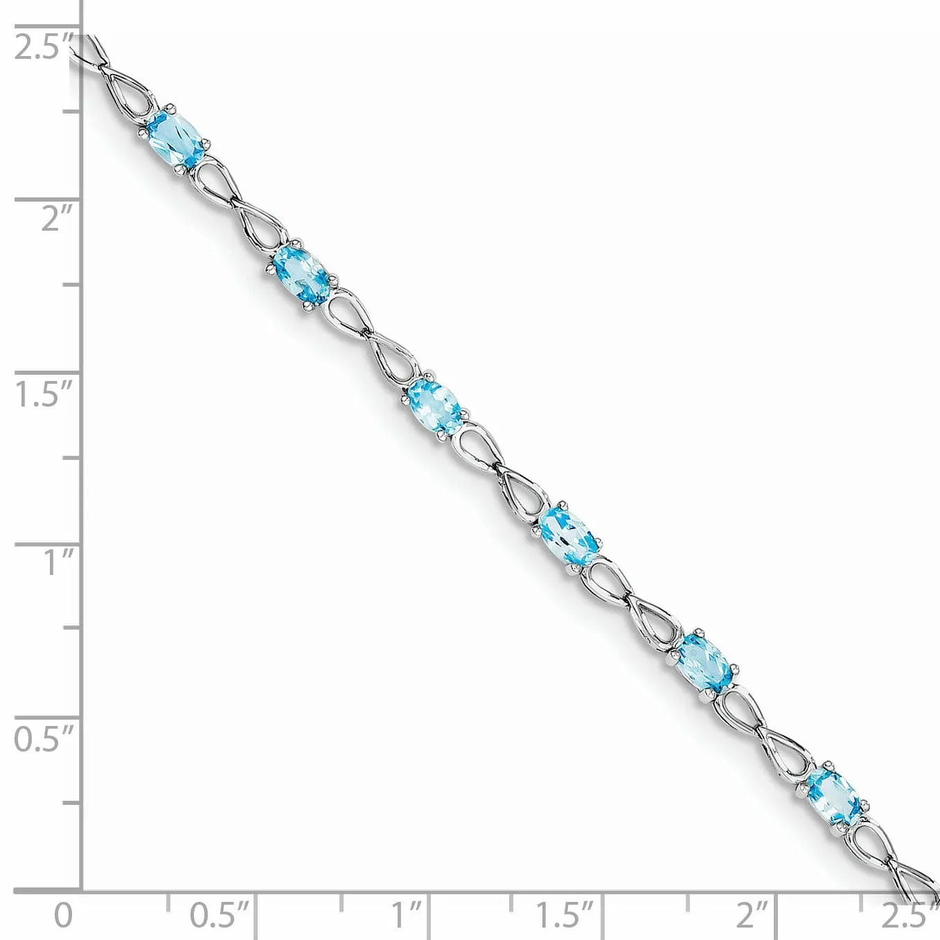 Silver Oval Swiss Blue Topaz Gemstone Bracelet