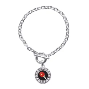 Silver Ping Pong Circle Charm Toggle Bracelet