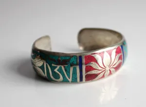 Silver Plated  Lotus Bangle