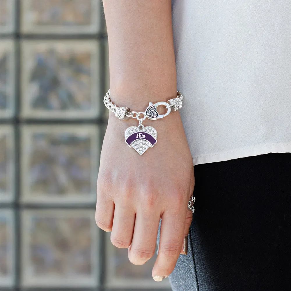 Silver Plum Hija Pave Heart Charm Braided Bracelet