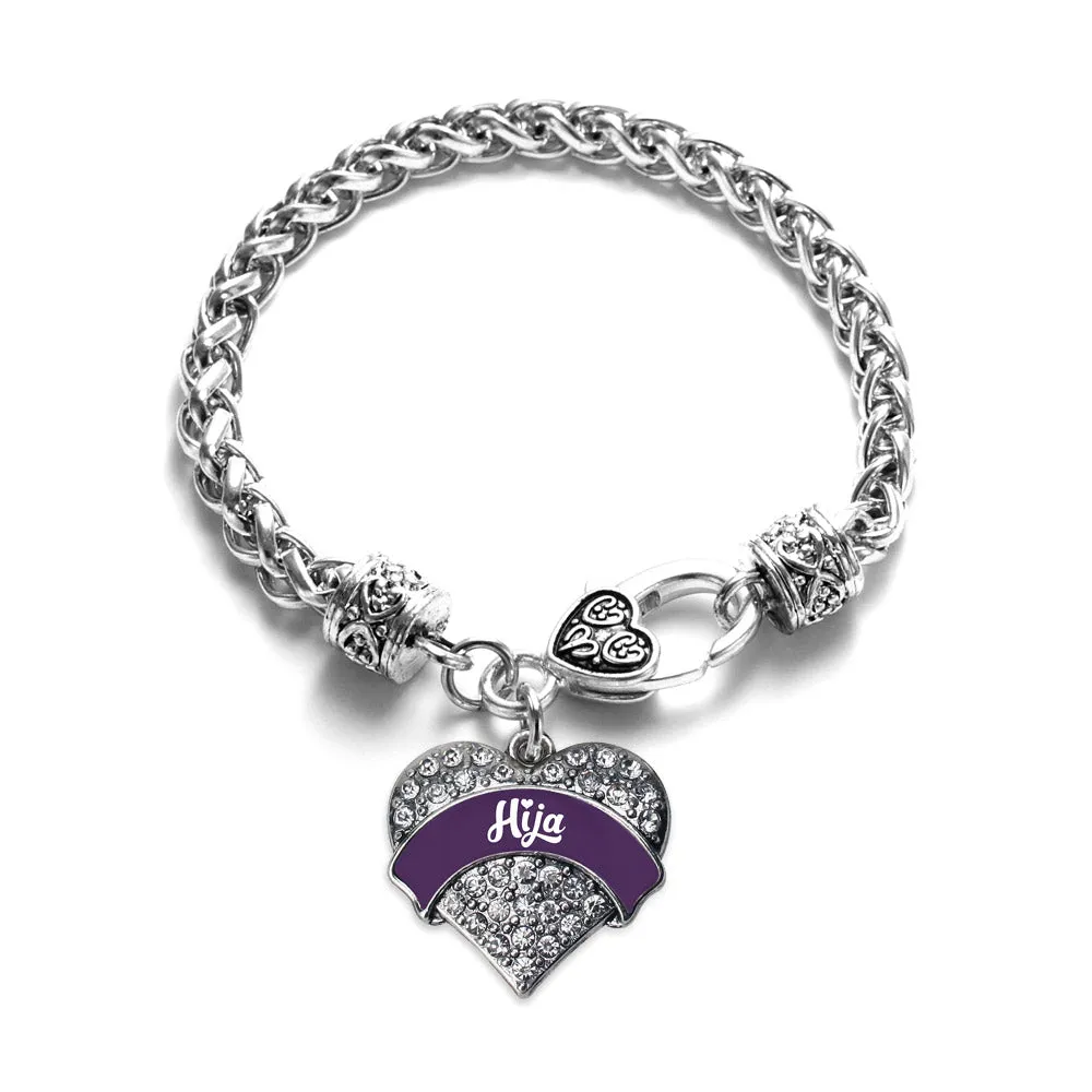 Silver Plum Hija Pave Heart Charm Braided Bracelet