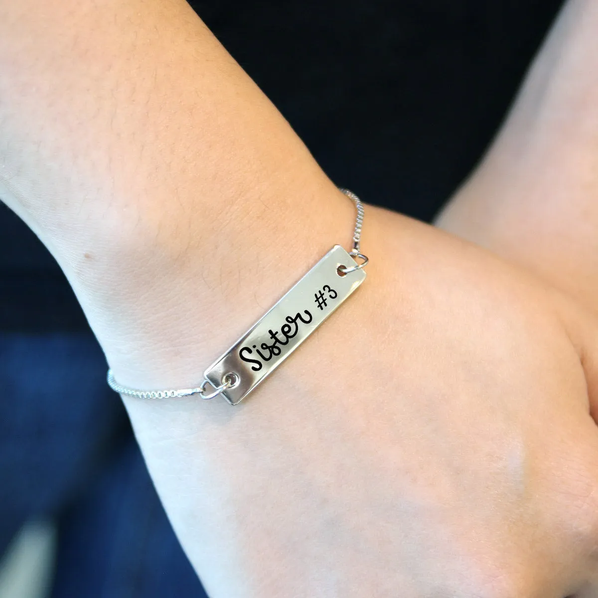 Silver Sister #3 Adjustable Bar Bracelet