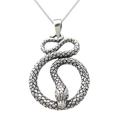 Silver Snake Pendant Chain For Men And Women