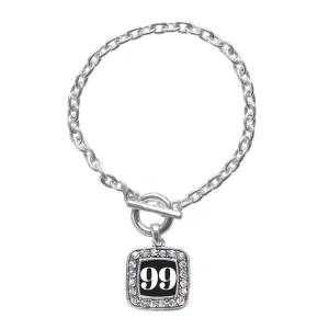 Silver Sport Number 99 Square Charm Toggle Bracelet