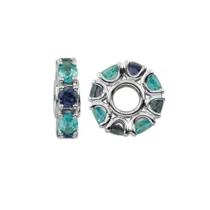 Silver  Swiss Blue Topaz & Iolite Wheel Charm S349MUL