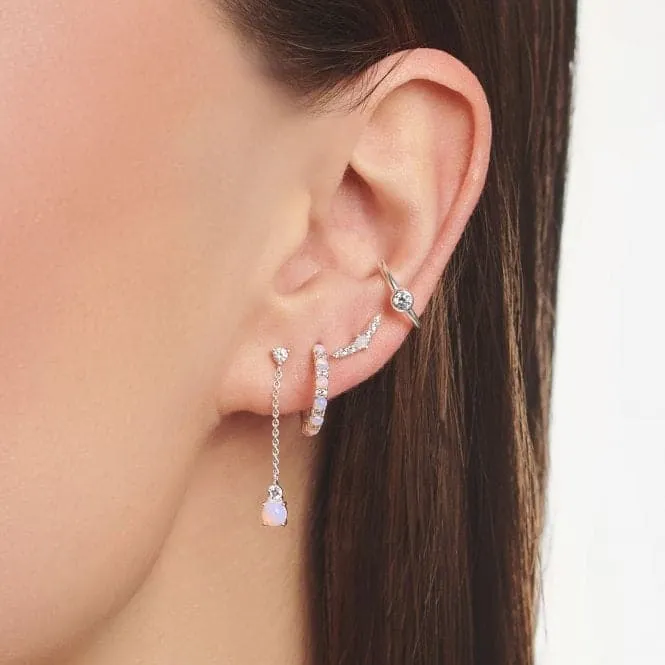 Silver Zirconia Shimmering Pink Single Earring H2180-166-7