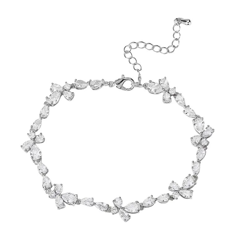 Simone White Gold Crystal Bracelet