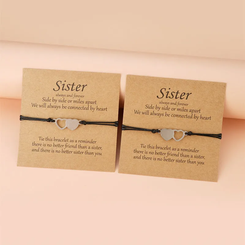 Sisters Card Bracelet Creative Stainless Steel Heart-shaped Best Friends Bracelet