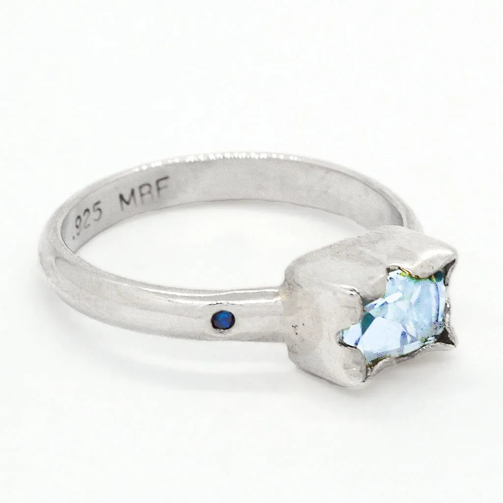 Sky Blue Topaz & Diamonds Ring (size 7)