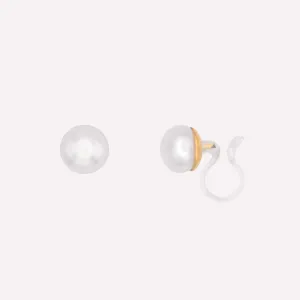 SMALL PEARL STUD CLIP-ON EARRINGS IN GOLD