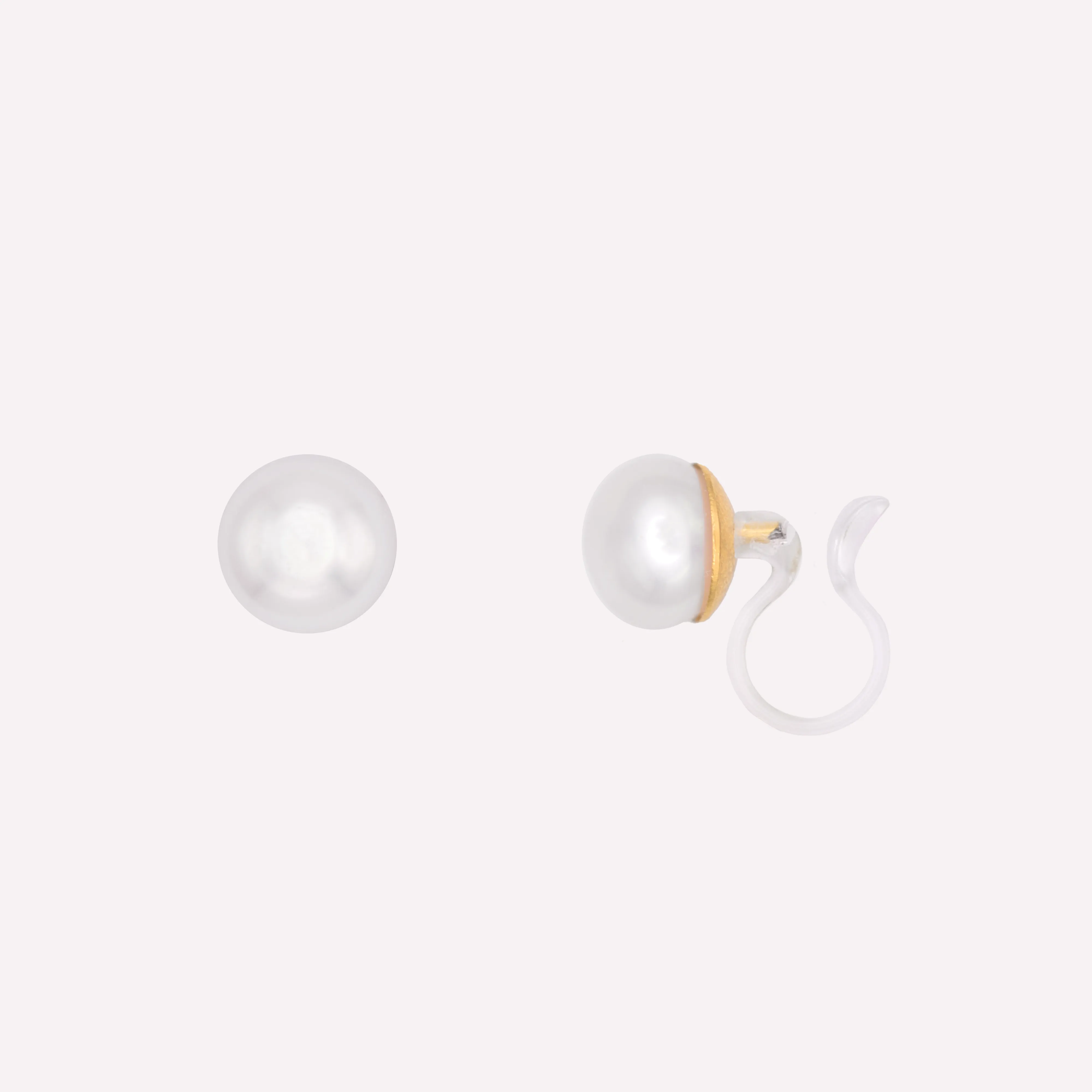 SMALL PEARL STUD CLIP-ON EARRINGS IN GOLD